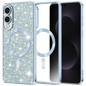 Husa pentru  Samsung Galaxy S25 Edge cu MagSafe Sparkle Glare Detachable Layer, cu protectie lentile - Albastru deschis