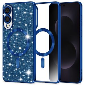 Husa pentru  Samsung Galaxy S25 Edge cu MagSafe Sparkle Glare Detachable Layer, cu protectie lentile - Albastru