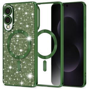 Husa pentru  Samsung Galaxy S25 Edge cu MagSafe Sparkle Glare Detachable Layer, cu protectie lentile - Verde