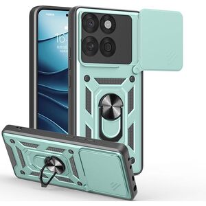 Husa pentru  Motorola Edge 60 Fusion Ring Armor Kickstand Tough Rugged Cover cu protectie camera, Verde