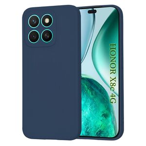 Husa pentru  Honor X8c Liquid Silicone, subțire, captusita cu microfibra, anti amprentă, protectie cameră foto, Albastru