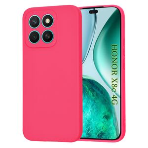 Husa pentru  Honor X8c Liquid Silicone, subțire, captusita cu microfibra, anti amprentă, protectie cameră foto, Fucsia