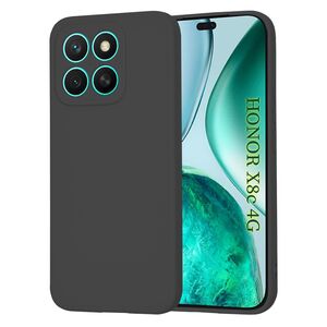 Husa pentru  Honor X8c Liquid Silicone, subțire, captusita cu microfibra, anti amprentă, protectie cameră foto, Negru