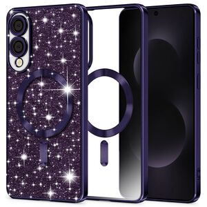 Husa pentru  Samsung Galaxy S25 Edge cu MagSafe Sparkle Glare Detachable Layer, cu protectie lentile - Mov