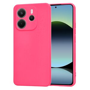 Husa pentru  Xiaomi Redmi Note 14 4G Liquid Silicone, subțire, captusita cu microfibra, anti amprentă, protectie cameră foto, Fucsia