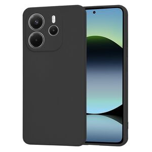 Husa pentru  Xiaomi Redmi Note 14 4G Liquid Silicone, subțire, captusita cu microfibra, anti amprentă, protectie cameră foto, Negru