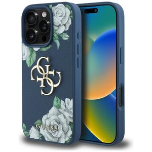Husa premium pentru  iPhone 16 Pro Max Guess Elegance Series - Albastru
