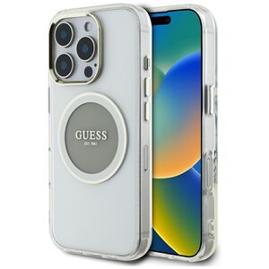Husa premium pentru  iPhone 16 Pro Max compatibila MagSafe Guess Luxury Series - Argintiu