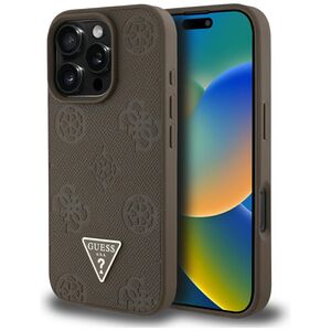Husa premium pentru  iPhone 16 Pro Max compatibila MagSafe Guess Luxury Series - Maro
