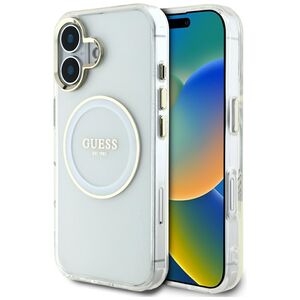 Husa premium pentru  iPhone 16 compatibila MagSafe Guess Luxury Series - Gri