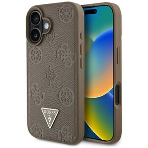 Husa premium pentru  iPhone 16 compatibila MagSafe Guess Luxury Series - Maro