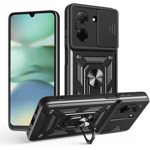 Husa pentru  Xiaomi Redmi A5 4G Ring Armor Kickstand Tough Rugged Cover cu protectie camera, Negru