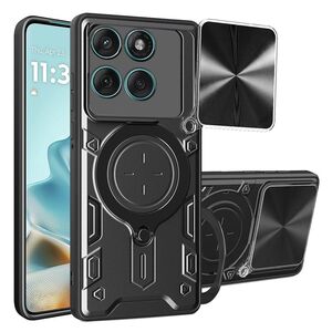 Husa pentru  Motorola Edge 60 Fusion cu protecție pentru cameră și suport magnetic integrat Ring Shockproof, Negru