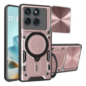 Husa pentru  Motorola Edge 60 Fusion cu protecție pentru cameră și suport magnetic integrat Ring Shockproof, Roz