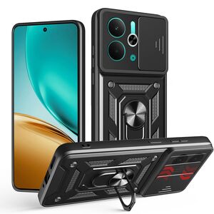 Husa pentru  Realme 14 / 14T Ring Armor Kickstand Tough Rugged Cover cu protectie camera, Negru