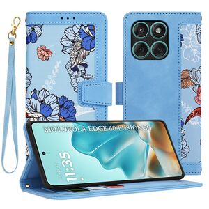 Husa tip carte pentru  Motorola Edge 60 Fusion, functie stand si port carduri, Albastru