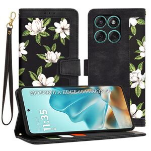 Husa tip carte pentru  Motorola Edge 60 Fusion, functie stand si port carduri, Negru