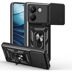 Husa pentru  Poco M7 Pro 5G Ring Armor Kickstand Tough Rugged Cover cu protectie camera, Negru
