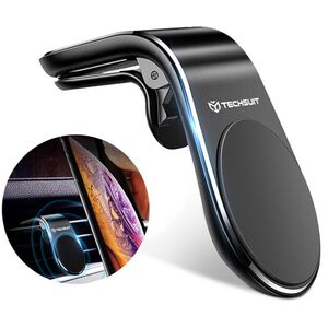 Suport Auto Magnetic pentru Telefon cu Prindere in Grila de Ventilatie - Techsuit AirGrip (S7) - Negru