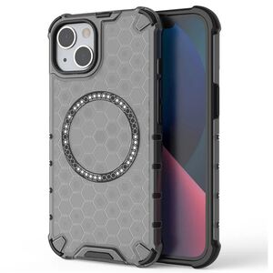 Husa pentru  iPhone 13 Cyber Shield Bumper, Compatibila MagSafe, Antishock reinforced corners si margini intarite - Negru