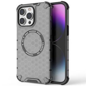 Husa pentru  iPhone 14 Pro  Cyber Shield Bumper, Compatibila MagSafe, Antishock reinforced corners si margini intarite - Clear