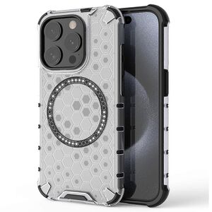 Husa pentru  iPhone 15 Pro Max Cyber Shield Bumper, Compatibila MagSafe, Antishock reinforced corners si margini intarite - Clear