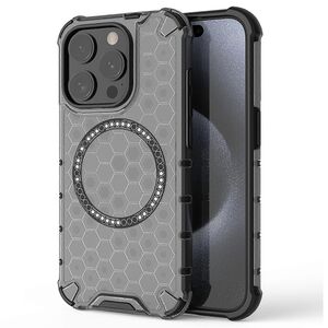 Husa pentru  iPhone 15 Pro Max Cyber Shield Bumper, Compatibila MagSafe, Antishock reinforced corners si margini intarite - Negru
