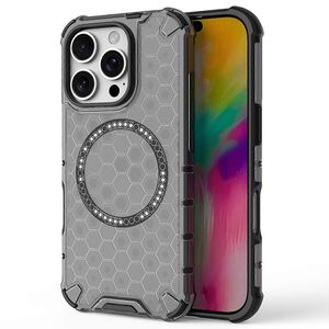Husa pentru  iPhone 16 Pro Cyber Shield Bumper, Compatibila MagSafe, Antishock reinforced corners si margini intarite - Negru