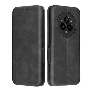 Husa tip carte pentru Realme 14 Pro+ Plus Smart Wallet fata - spate protectie 360 - Negru