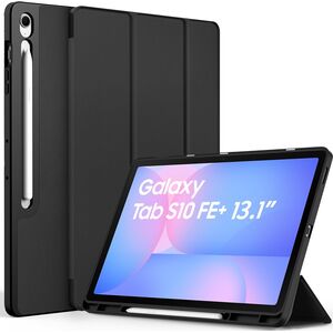 Husa pentru Samsung Galaxy Tab S10 FE+ Plus 13.1 Soft Shell UltraSlim tip stand, functie sleep/wake-up si slot pentru S-Pen, negru