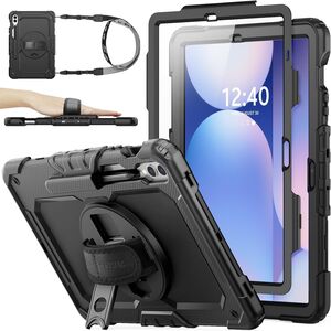 Pachet 360: Husa cu folie integrata pentru Samsung Galaxy Tab S10 FE+ Plus 13.1 inch Shockproof Armor, negru