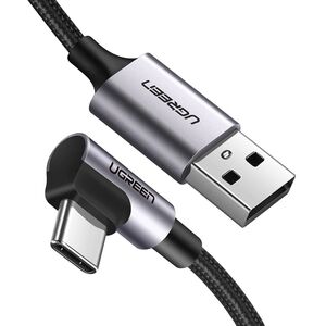 Cablu de Date USB la Type-C, 18W, 3A, 480Mbps, QC3.0, 2m - Ugreen Right Angle US284 (50942) - Space Gray