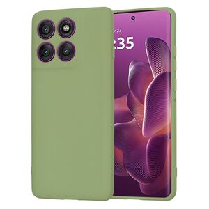 Husa pentru  Motorola Edge 60 Pro Liquid Silicone, subțire, captusita cu microfibra, anti amprentă, protectie cameră foto, Verde