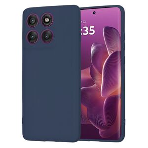 Husa pentru  Motorola Edge 60 Pro Liquid Silicone, subțire, captusita cu microfibra, anti amprentă, protectie cameră foto, Albastru
