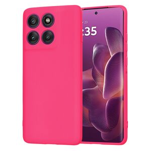 Husa pentru  Motorola Edge 60 Pro Liquid Silicone, subțire, captusita cu microfibra, anti amprentă, protectie cameră foto, Fucsia