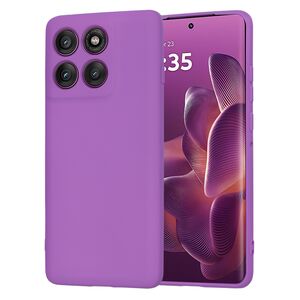 Husa pentru  Motorola Edge 60 Pro Liquid Silicone, subțire, captusita cu microfibra, anti amprentă, protectie cameră foto, Mov