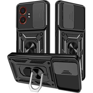 Husa pentru  Samsung Galaxy XCover7 Pro Ring Armor Kickstand Tough Rugged Cover cu protectie camera, Negru