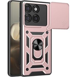 Husa pentru  Motorola Edge 60 Pro Ring Armor Kickstand Tough Rugged Cover cu protectie camera, Roz