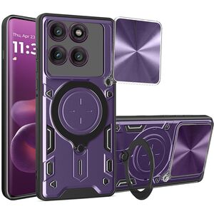 Husa pentru  Motorola Edge 60 Pro cu protecție pentru cameră și suport magnetic integrat Ring Shockproof, Mov