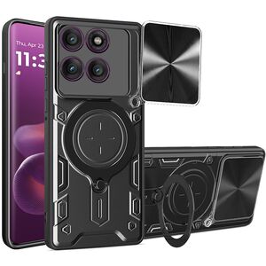 Husa pentru  Motorola Edge 60 Pro cu protecție pentru cameră și suport magnetic integrat Ring Shockproof, Negru