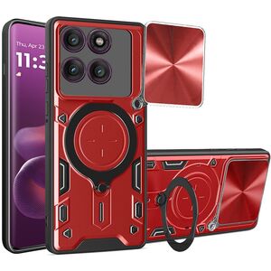 Husa pentru  Motorola Edge 60 Pro cu protecție pentru cameră și suport magnetic integrat Ring Shockproof, Rosu