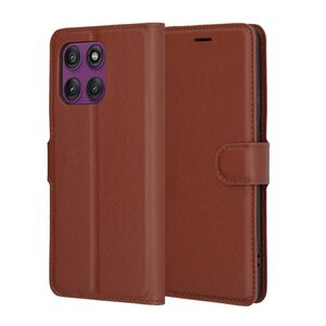Husa pentru  Motorola Edge 60 Pro tip carte cu inchidere magnetica, compartimente pentru carduri si functie stand, Maro