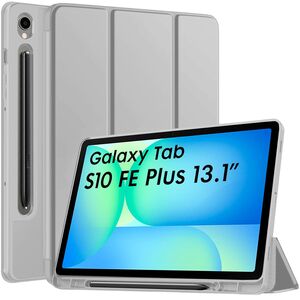 Husa pentru  Samsung Galaxy Tab S10 FE+ Plus 13.1 inch Soft Shell cu functie wake-up/sleep si compartiment pentru stylus, tip stand - Gri