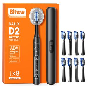 Periuta de dinti Electrica Sonic Premium Bitvae D-Sonic cu 8 Capete & 5 Moduri Inteligente, Tehnologie Ultrasonica pentru Albire si Igiena Desavarsita 40.000 Pulsuri/Minut, Autonomie Extinsa, Reincarcabila, Rezistenta la Apa IPX7 - negru