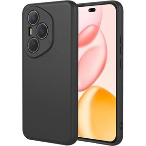 Husa pentru  Honor 400 Pro Liquid Silicone, subțire, captusita cu microfibra, anti amprentă, protectie cameră foto, Negru