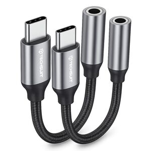 Adaptor Jack, USB-C, Plug&Play, 0.1m (set 2) - Techsuit FuseXound (AC12) - Gri
