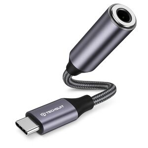 Adaptor Type-C, Jack, Hi-Fi, 3A, 0.1m - Techsuit MusicDoX (AC8) - Gri