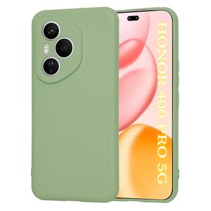 Husa pentru  Honor 400 Pro Liquid Silicone, subțire, captusita cu microfibra, anti amprentă, protectie cameră foto, Verde deschis