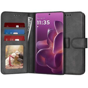 Husa pentru  Motorola Edge 60 Pro tip carte 360 Kickstand Portofel Multifunctional, Protectie Completa, Negru