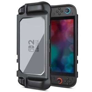 Husa de Protectie pentru Nintendo Switch 2 – Design Transparent, Colturi Intarite, Prindere Ergonomica, Acces Complet la Functii, Negru/Transparent